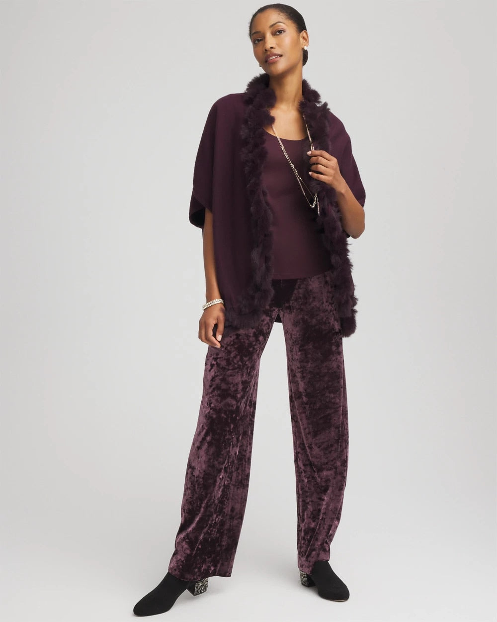 Chico's Crushed Velvet Wide-Leg Pants NIGHT BLOOM