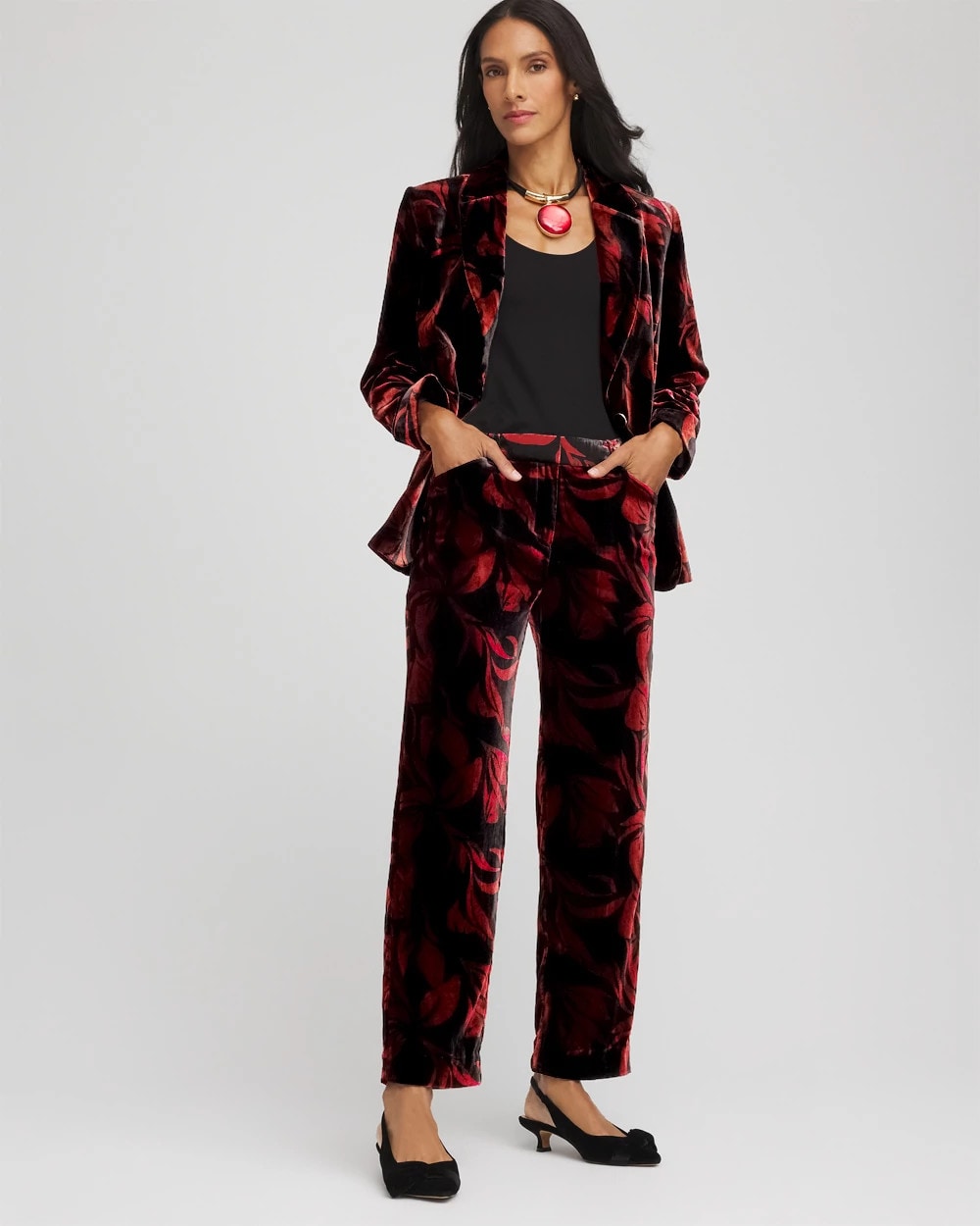 Chico's Velvet Rose Slim Ankle Pants BLACK