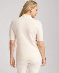 Chico's Cashmere Pearl Mockneck Sweater CREAM
