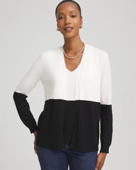 Chico's Ella Colorblock Long-Sleeve Cardigan ECRU