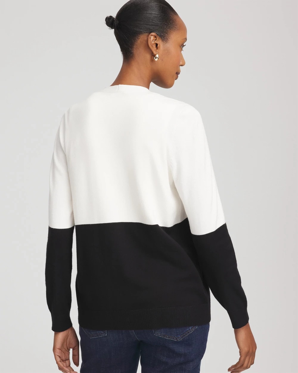 Chico's Ella Colorblock Long-Sleeve Cardigan ECRU
