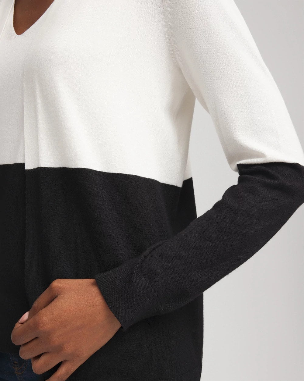 Chico's Ella Colorblock Long-Sleeve Cardigan ECRU