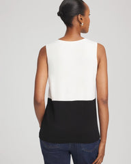 Chico's Colorblock V-neck Sweater Tank ECRU