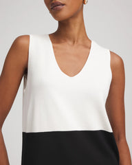 Chico's Colorblock V-neck Sweater Tank ECRU