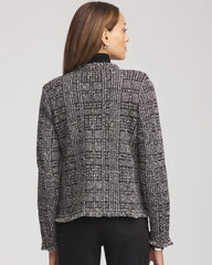 Chico's Embroidered Metallic Tweed Cardigan GRAY