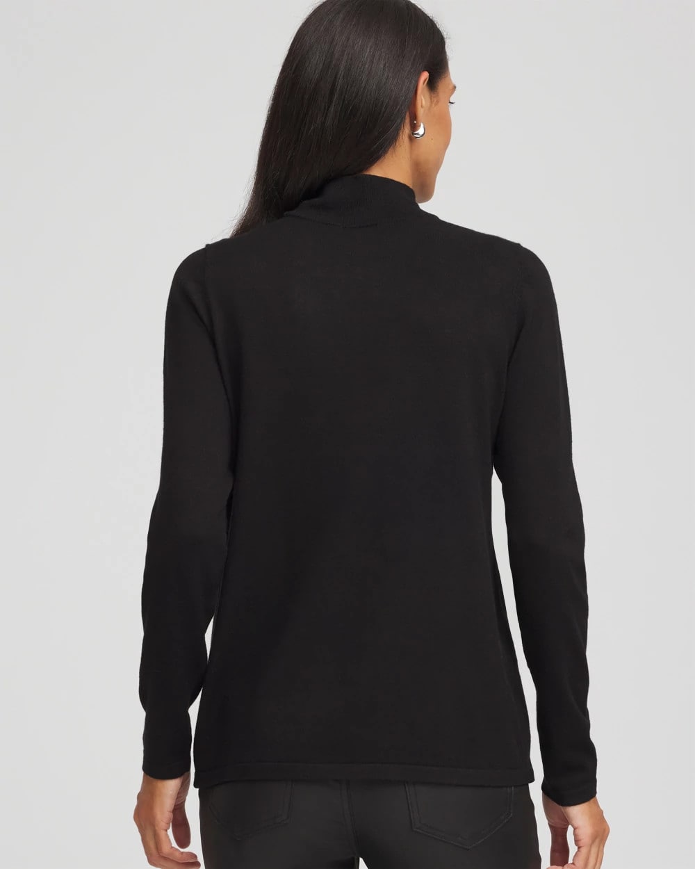 Chico's Ella Embellished Mockneck Sweater BLACK