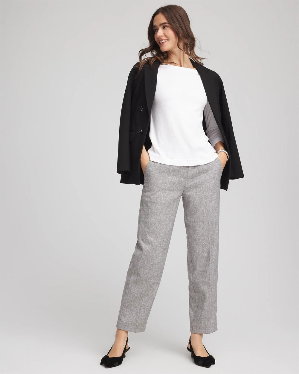 Chico's Pima Cotton 3/4 Sleeve Tee ALABASTER