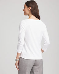 Chico's Pima Cotton 3/4 Sleeve Tee ALABASTER