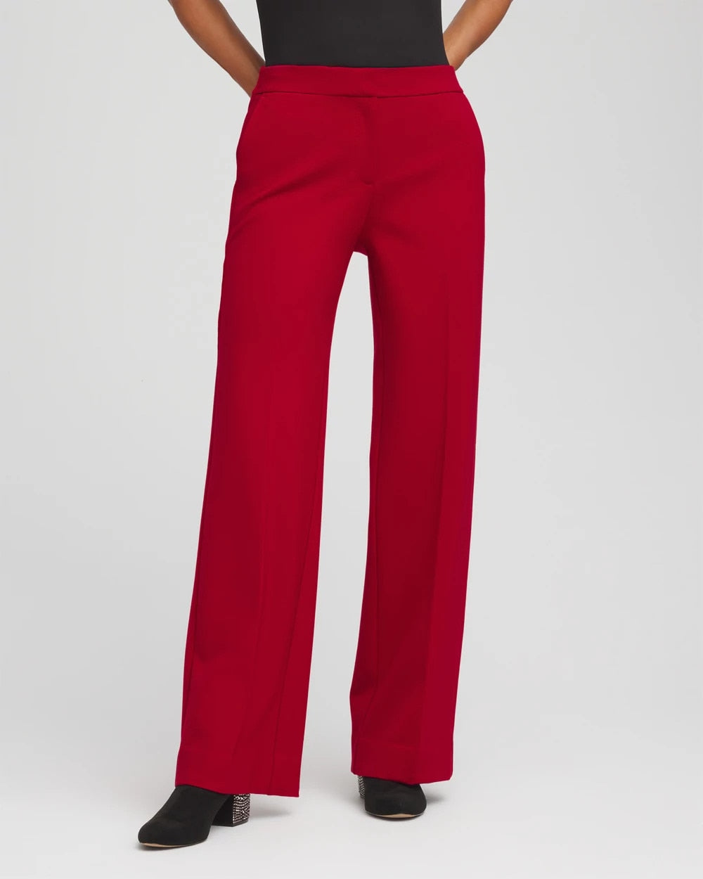 Chico's Emme Wide-Leg Trouser Ponte Pants CARMINE RED