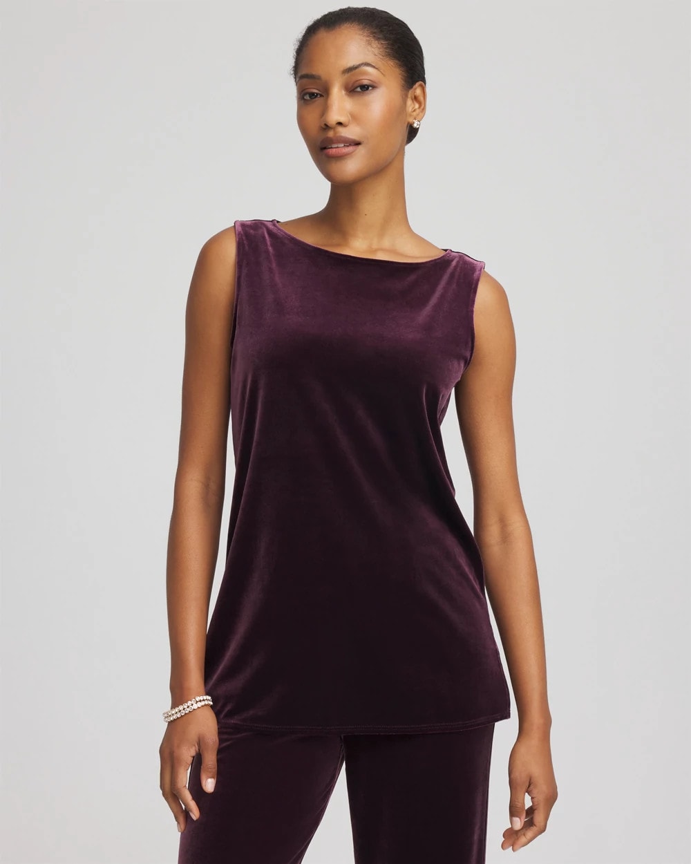 Chico's Travelers™ Velvet Side-Slit Tank NIGHT BLOOM