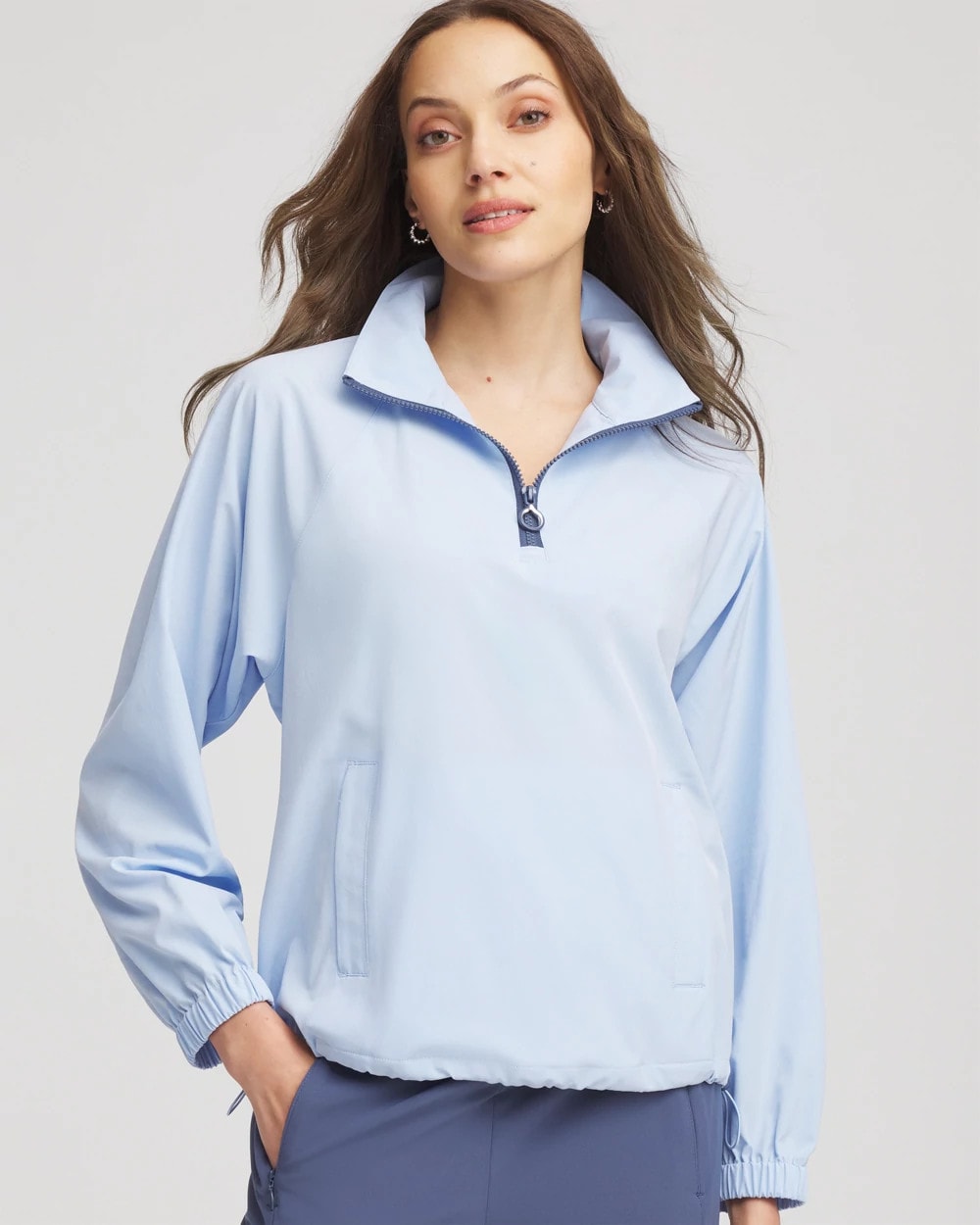 Chico's Zenergy® UPF Half-Zip Mockneck Top DELPHINIUM BLUE