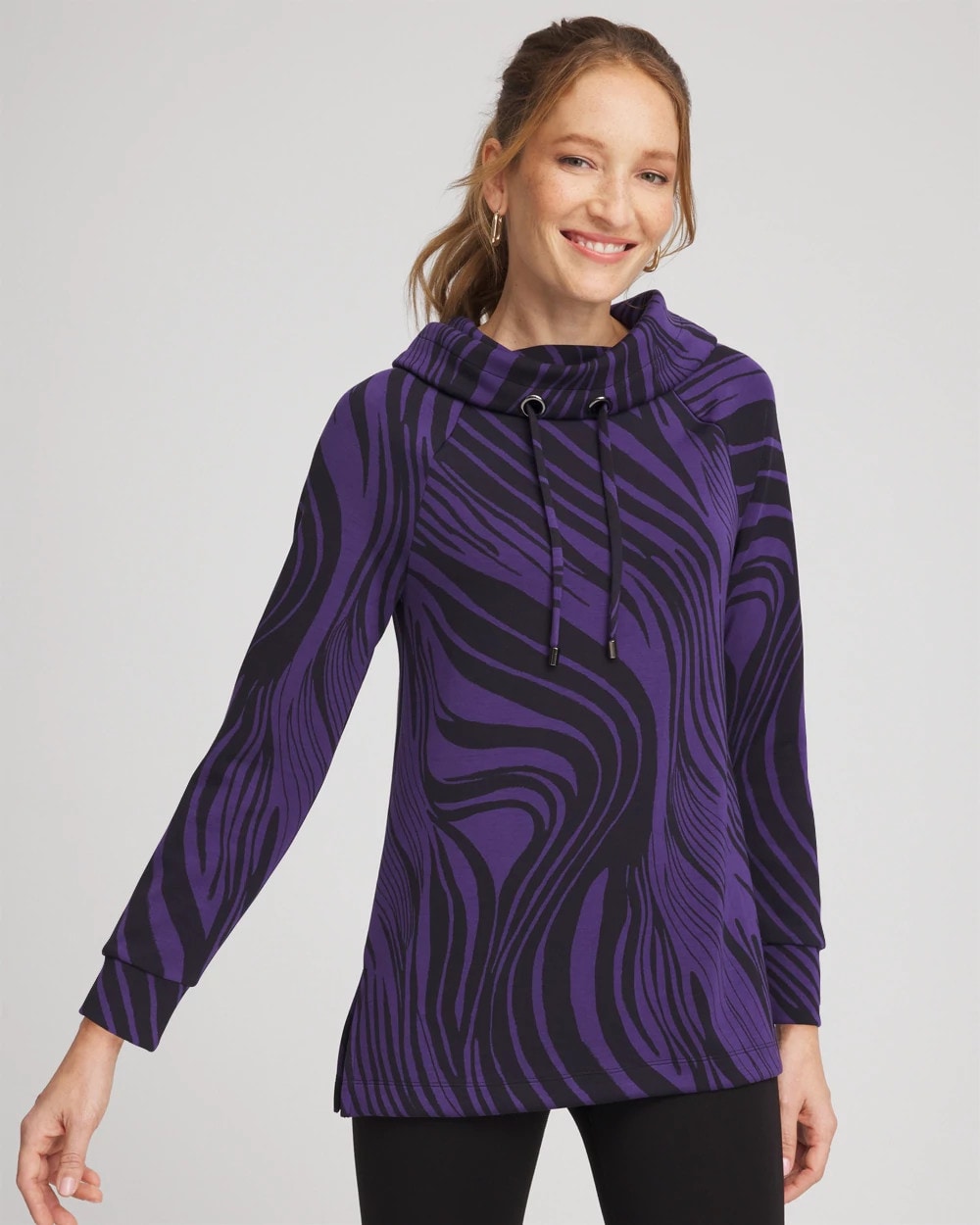 Chico's Zenergy® Soft Zebra Tunic PURPLE ELIXIR