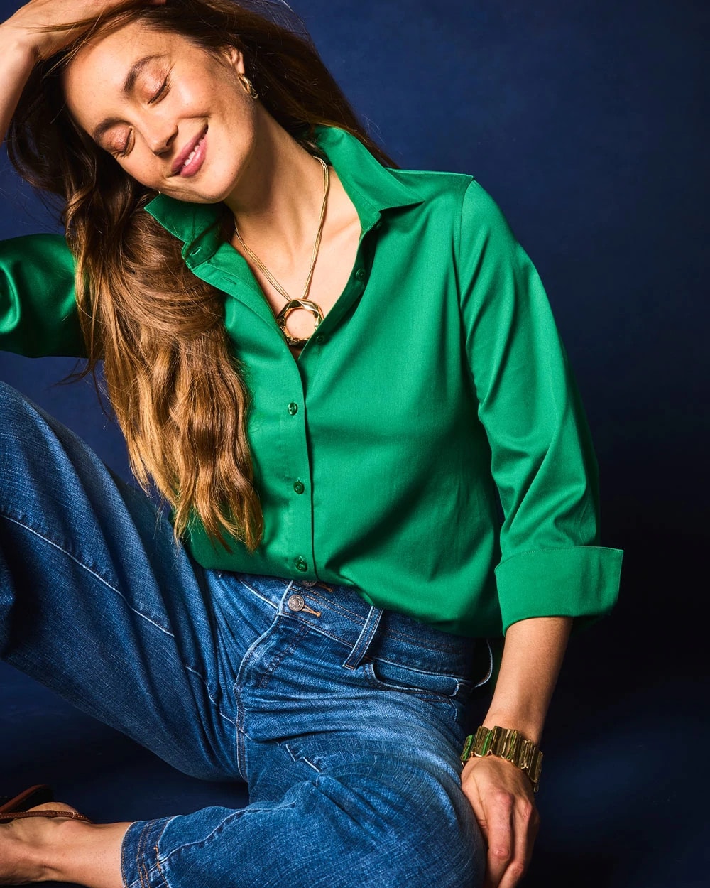 Chico's No Iron™ Stretch Shirt JARDIN GREEN