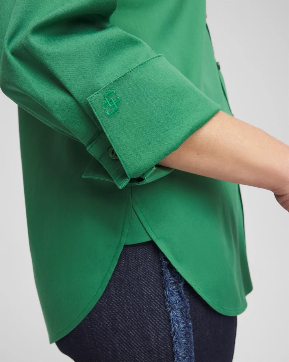 Chico's No Iron™ Stretch Shirt JARDIN GREEN
