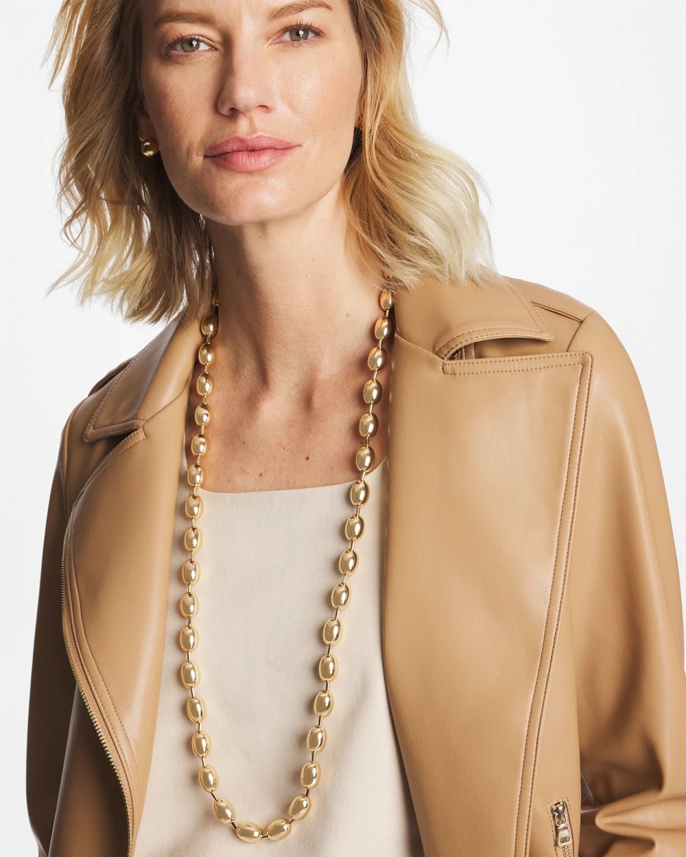 Chico's Gold Bead Long Single-Strand Necklace GOLD