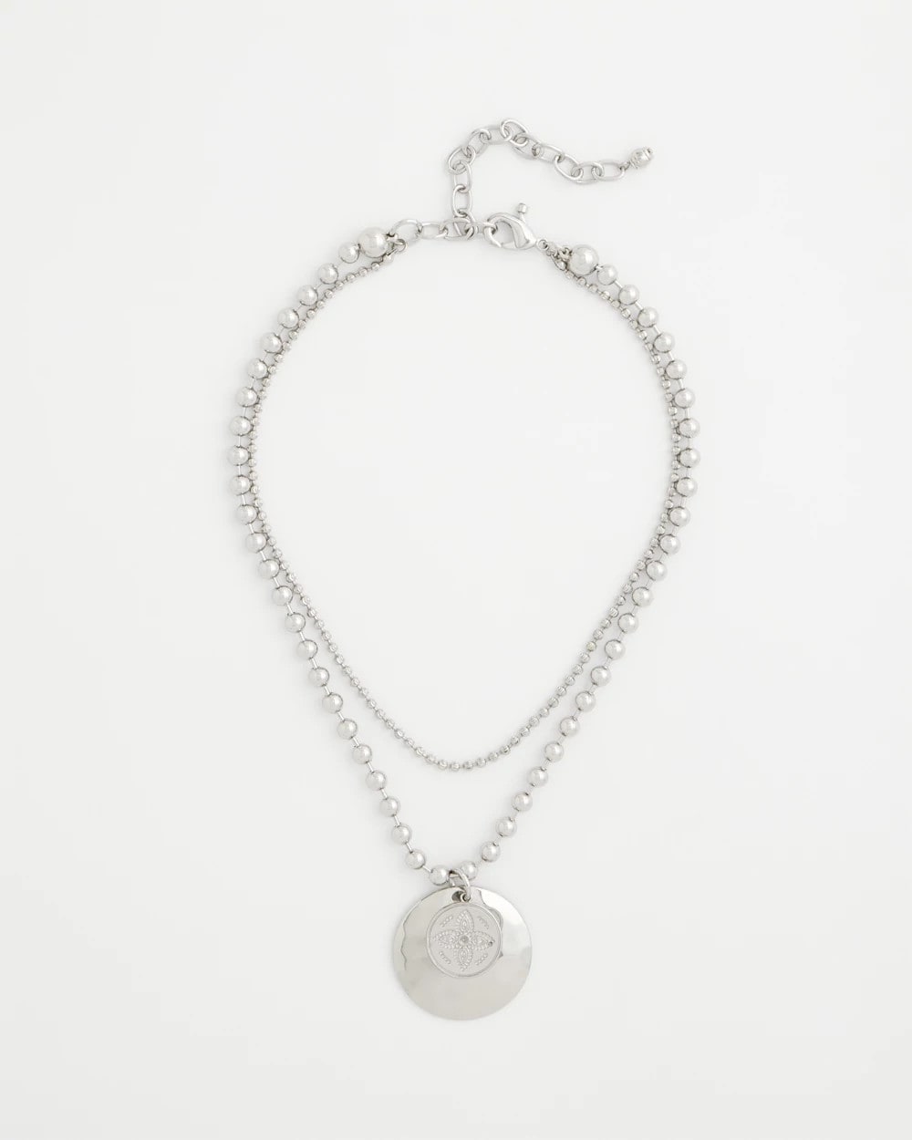 Chico's Short Silver Ball Chain Pendant SILVER