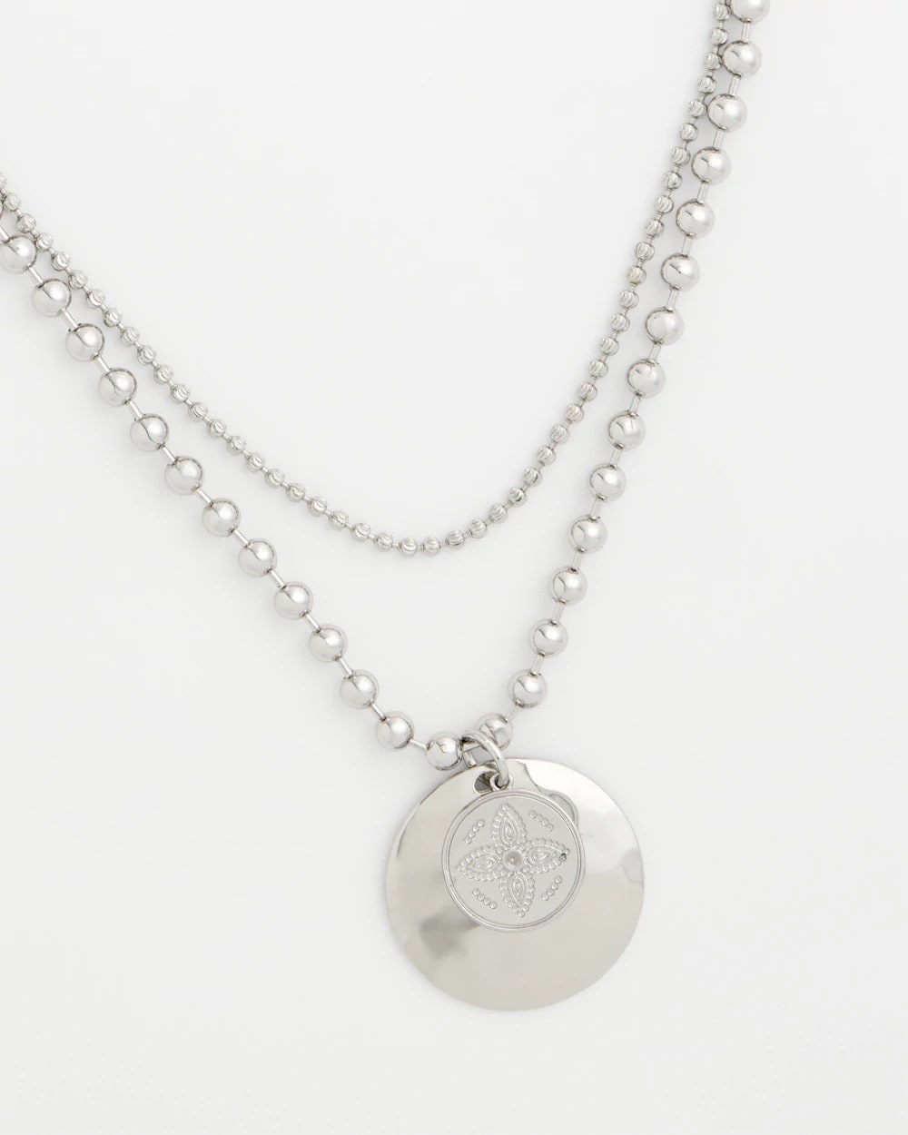 Chico's Short Silver Ball Chain Pendant SILVER