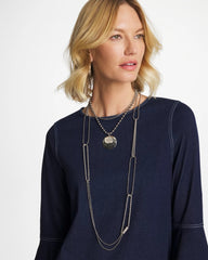 Chico's Short Silver Ball Chain Pendant SILVER