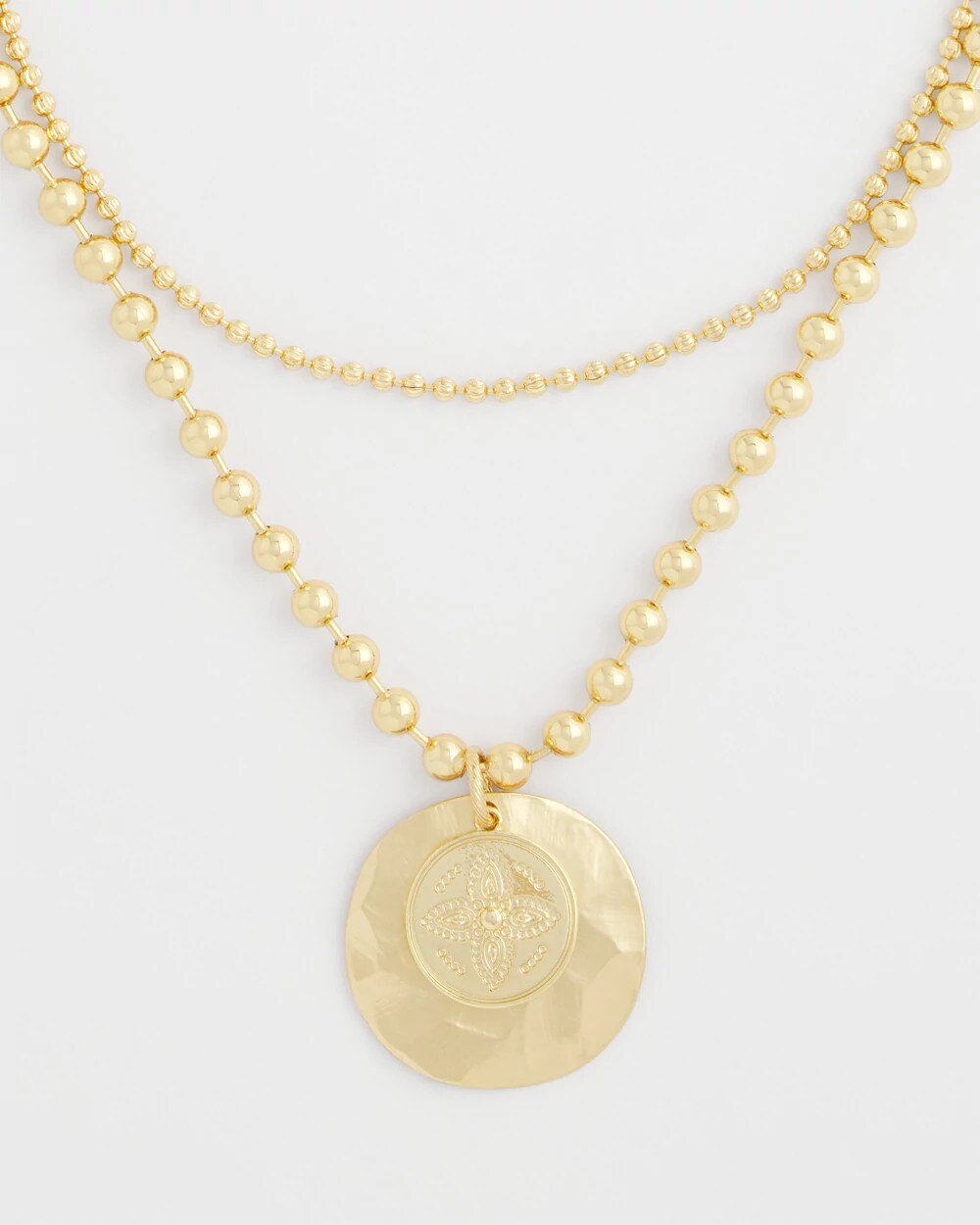 Chico's Short Gold Ball Chain Pendant GOLD