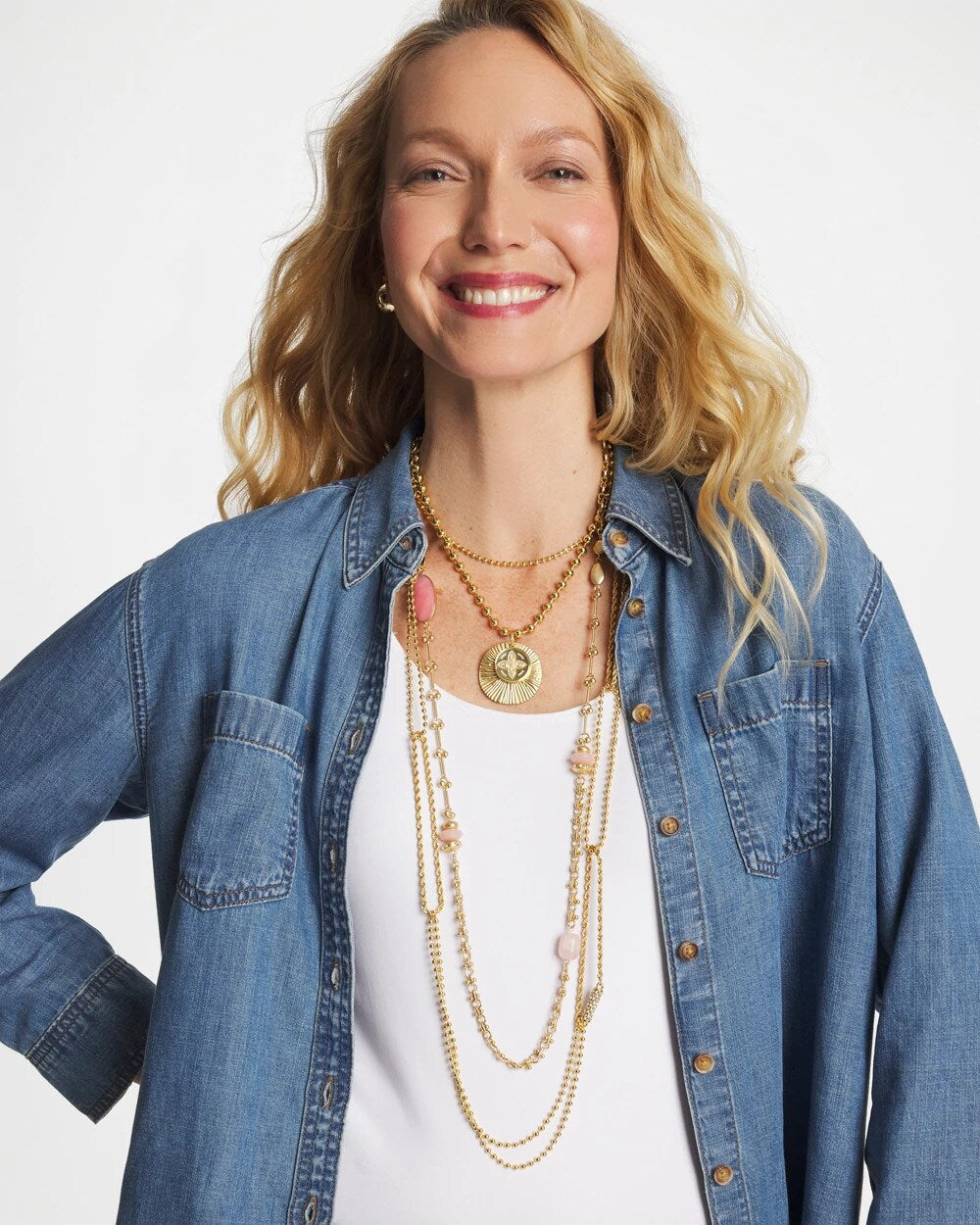 Chico's Short Gold Ball Chain Pendant GOLD
