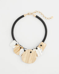 Chico's Crinkle Mixed Metal Bib Necklace MIXED METALS