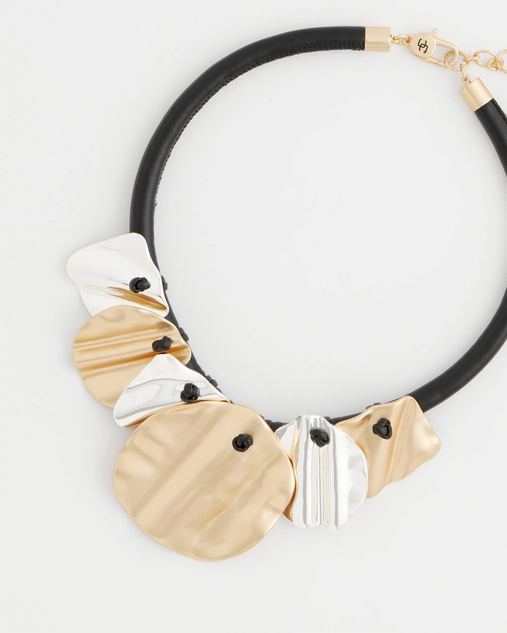 Chico's Crinkle Mixed Metal Bib Necklace MIXED METALS