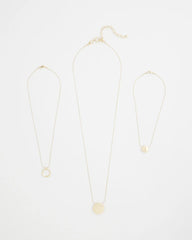 Chico's Gold Triple Pendant Necklace GOLD