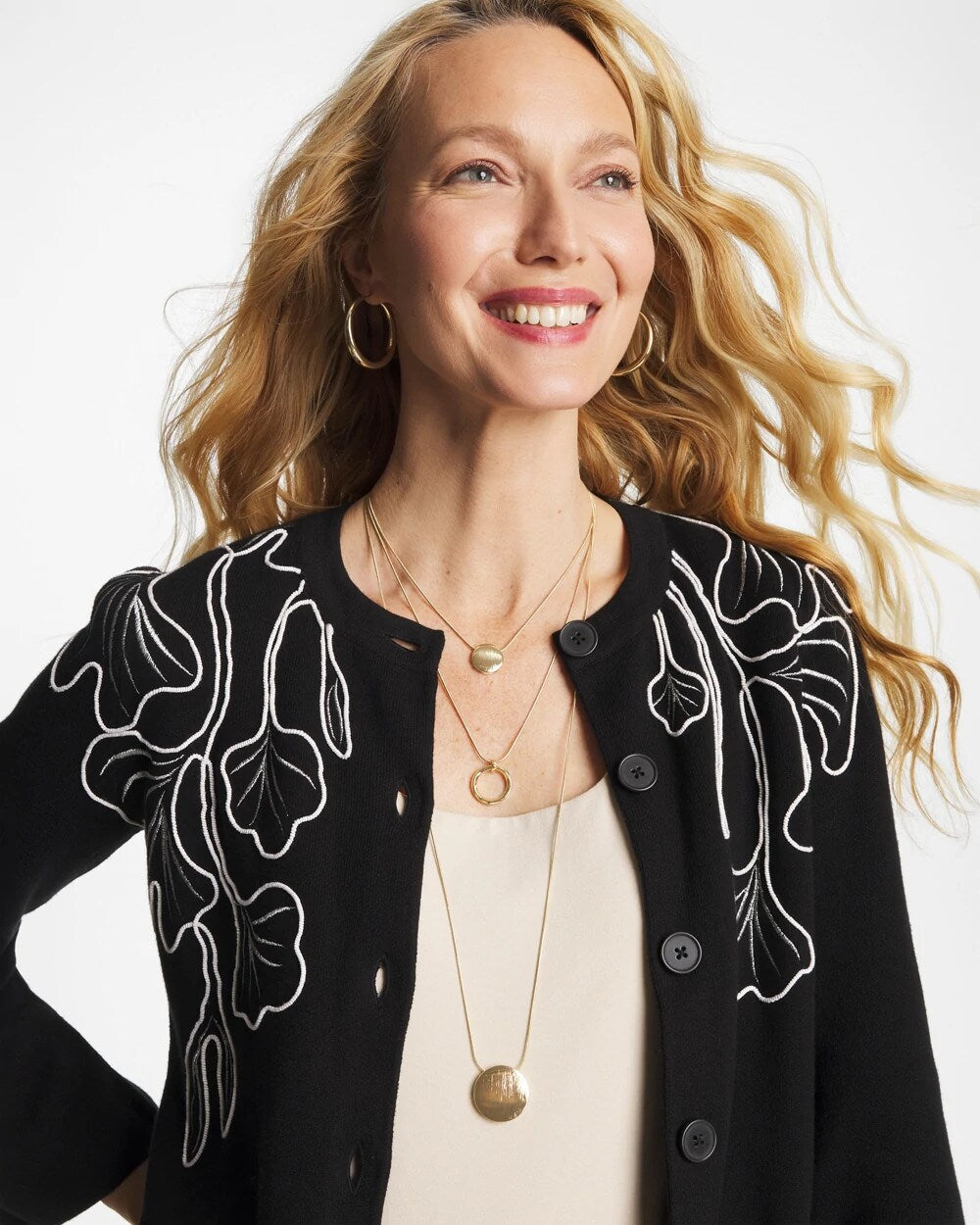 Chico's Gold Triple Pendant Necklace GOLD