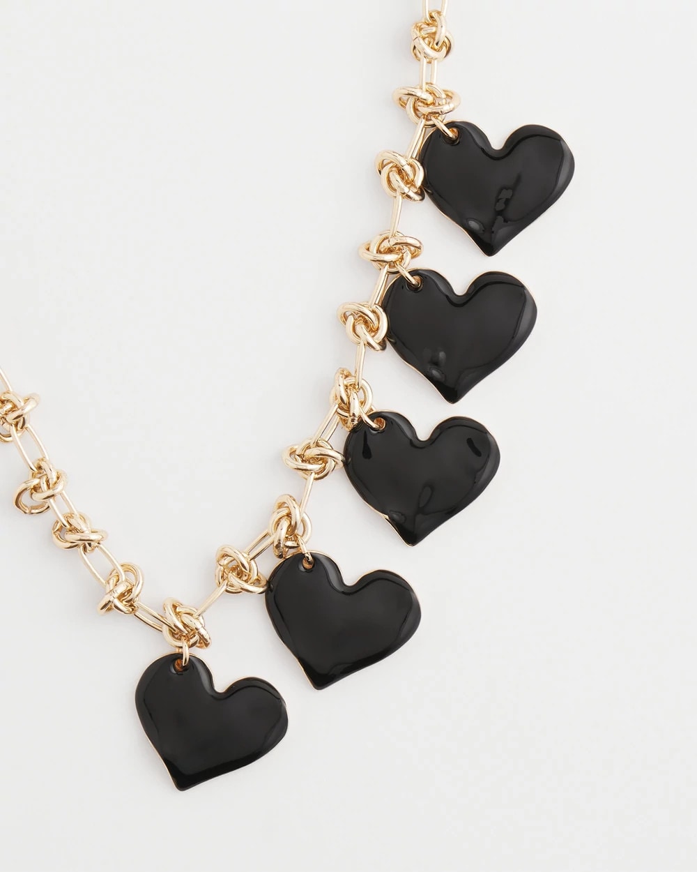 Chico's Black Heart Drop Off Necklace BLACK