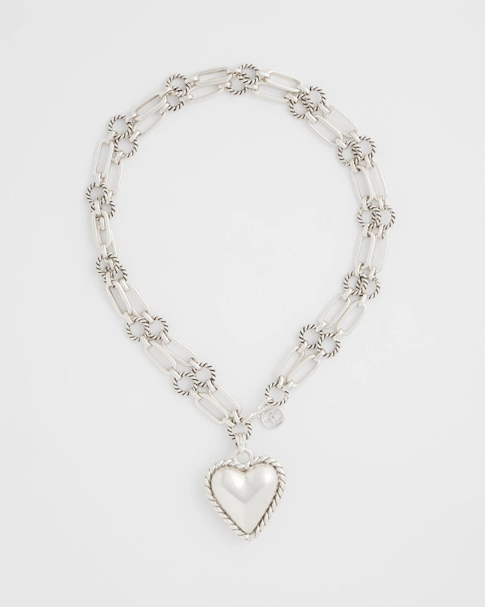 Chico's Heart Twice As Nice Pendant Necklace SILVER