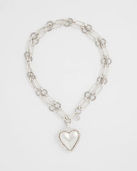 Chico's Heart Twice As Nice Pendant Necklace SILVER