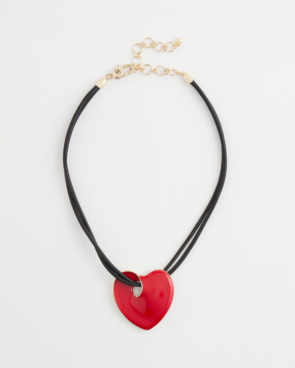 Chico's Red Enamel Heart Pendant Necklace RED