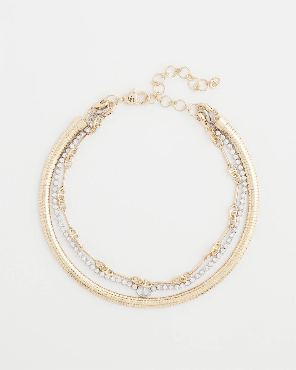 Chico's Mixed Metal Link Triple-Strand Necklace MIXED METALS