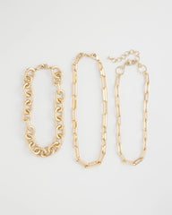 Chico's Convertible Three-Strand Chain Necklace GOLD