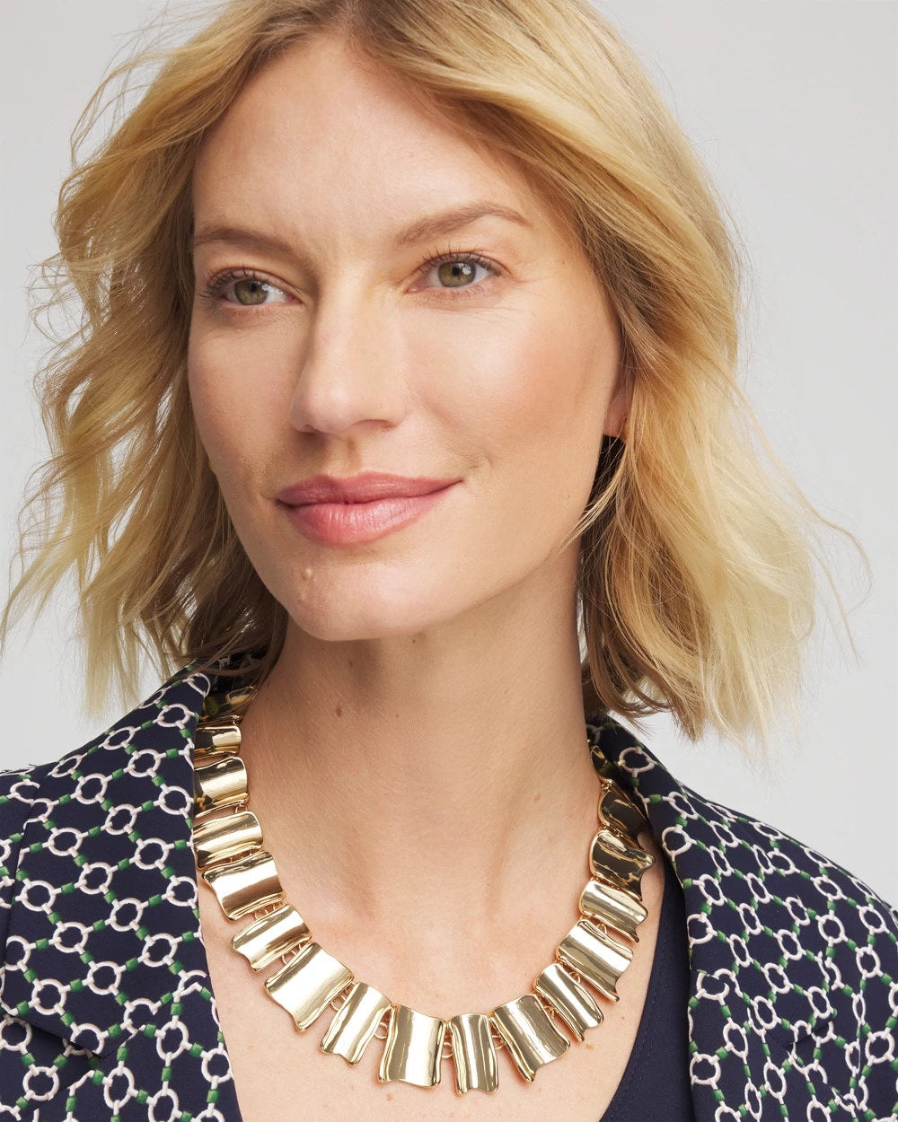 Chico's Gold Wave Collar Necklace GOLD