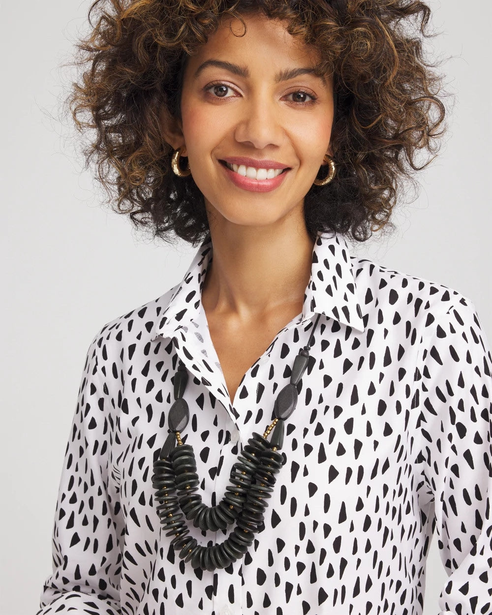 Chico's SYLCA® x Chico's Black Disk Bead Statement Necklace BLACK