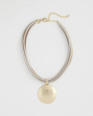 Chico's Textured Golden Pendant Necklace MIXED METALS