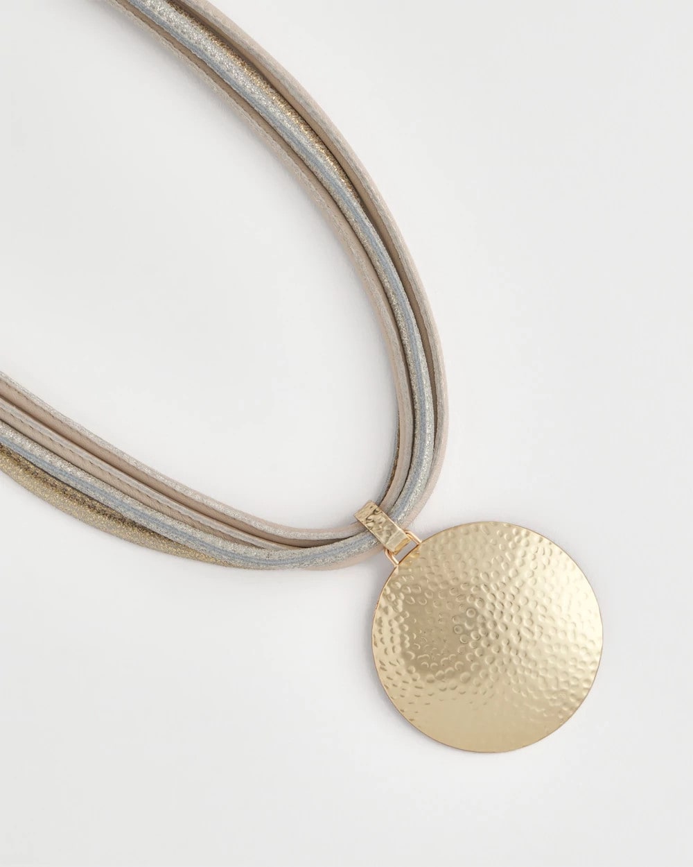 Chico's Textured Golden Pendant Necklace MIXED METALS