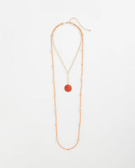 Chico's Convertible Beaded Pendant Necklace ORANGE