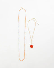 Chico's Convertible Beaded Pendant Necklace ORANGE