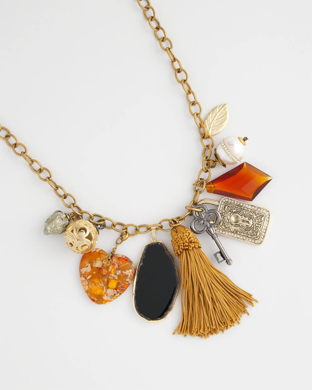 Chico's Charm & Stone Short Necklace WARM MULTI