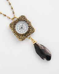Chico's Clock Pendant Necklace GOLD