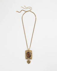 Chico's Adjustable Medallion Gem Pendant GOLD