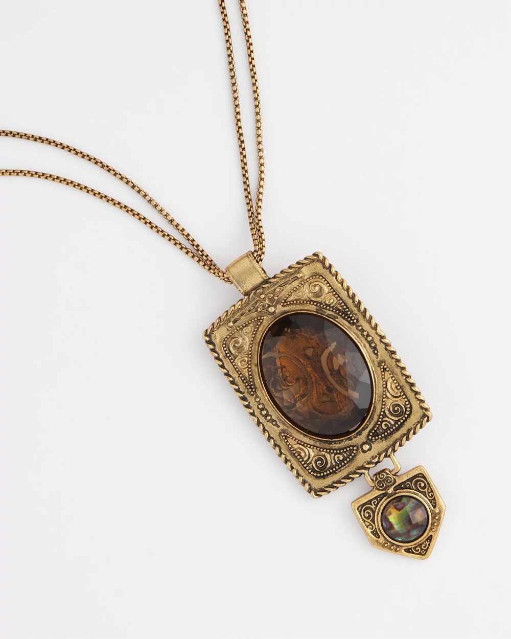 Chico's Adjustable Medallion Gem Pendant GOLD