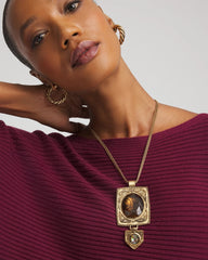 Chico's Adjustable Medallion Gem Pendant GOLD