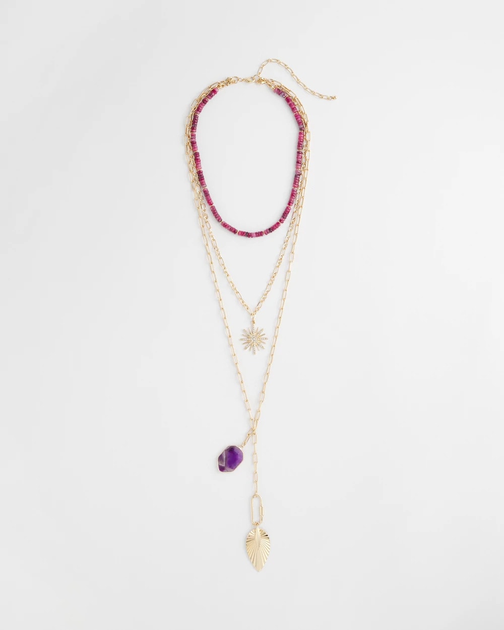 Chico's Amethyst Convertible Multi-Layer Necklace PURPLE