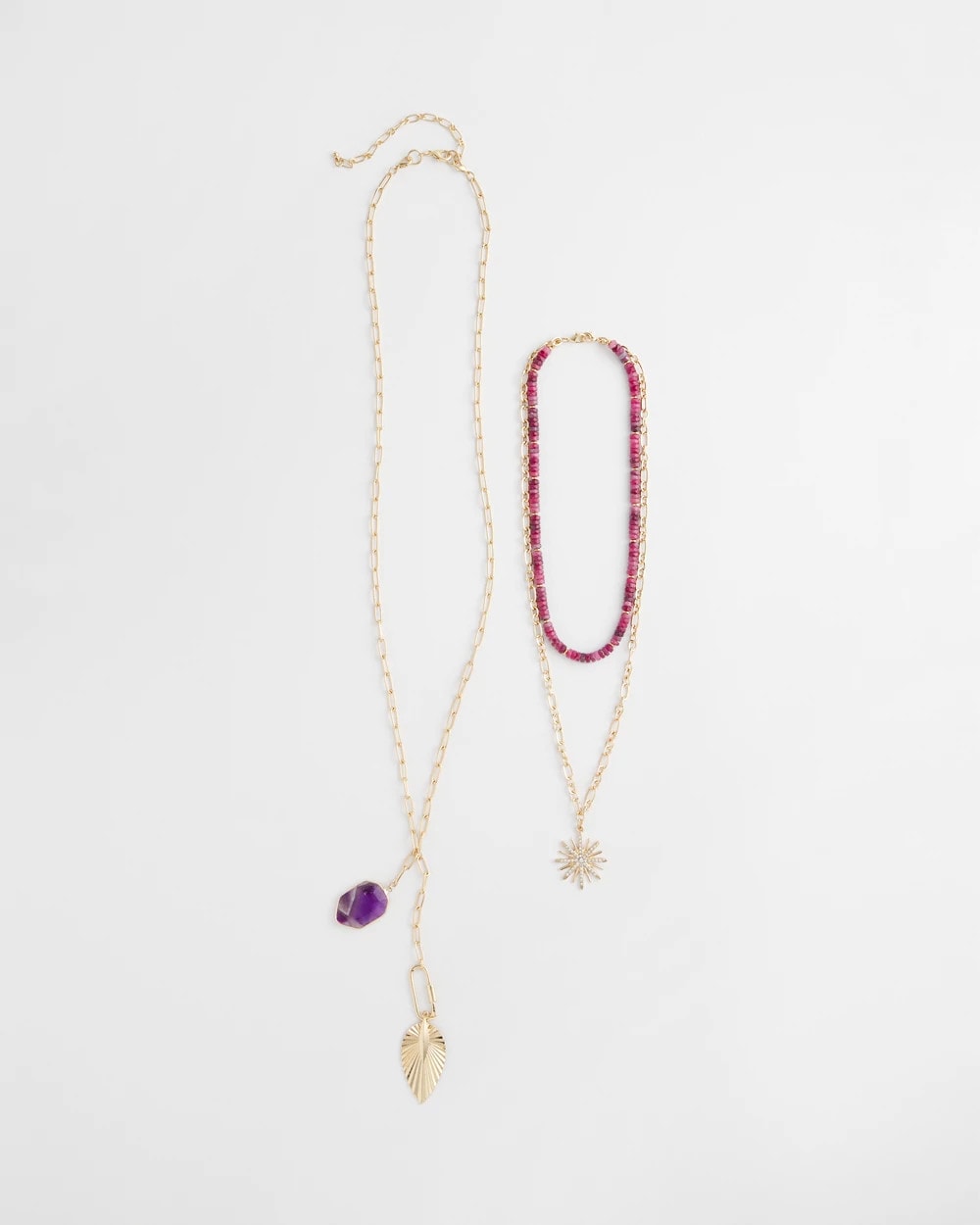 Chico's Amethyst Convertible Multi-Layer Necklace PURPLE