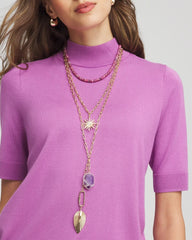 Chico's Amethyst Convertible Multi-Layer Necklace PURPLE