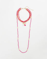 Chico's Convertible Beaded Pendant Necklace PINK