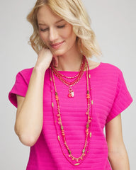Chico's Convertible Beaded Pendant Necklace PINK